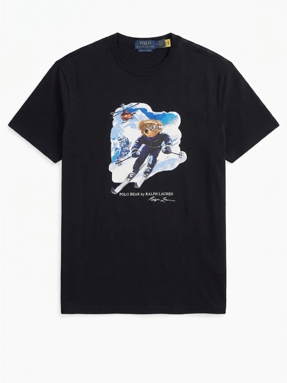 Polo Ralph Lauren Black Crewneck T-Shirt w Polo bear skiing